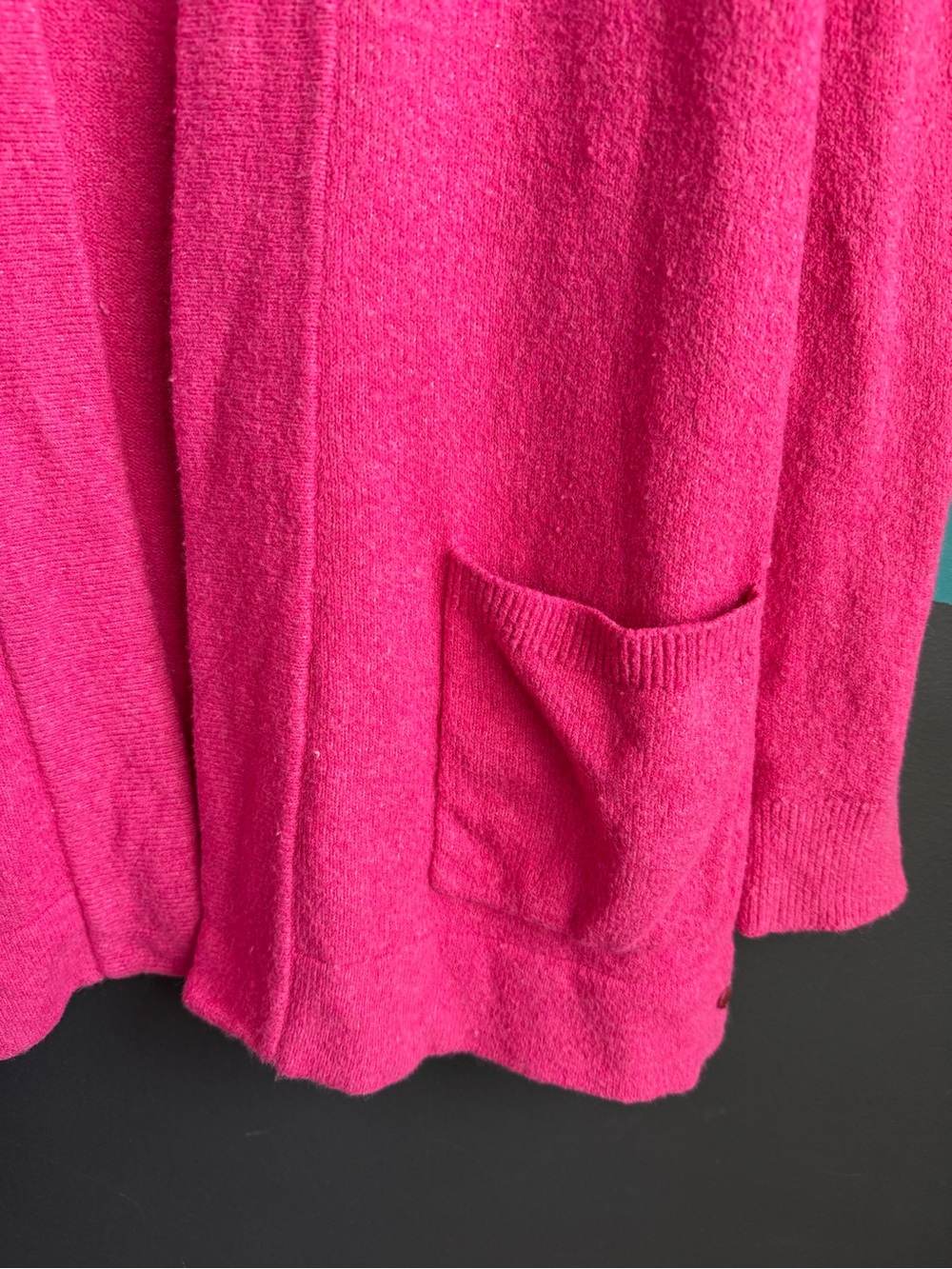 Women's Open-Front Hot Pink Cardigan with Pockets - Picture 4 of 13
